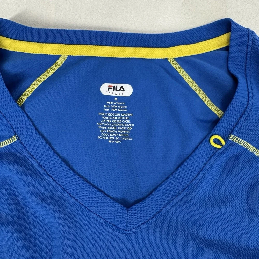 Fila Sport Women's Long Sleeve Running Shirt‎ Medium Blue Yellow Activewear